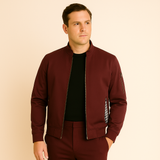 Lässige Herrenjacke mit Stehkragen – Purpurrot