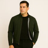 Lässige Herrenjacke mit Stehkragen – Armeegrün