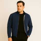 Lässige Herrenjacke mit Stehkragen – Blau