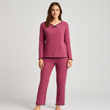 Damen-Pyjama-Set – Bequeme und stylische Nachtwäsche – Magenta