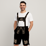 Oktoberfest Lederhose Herren – Bestickte Kurzhose in Braun mit Hosenträgern – Schwarz