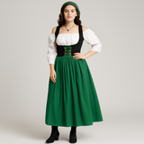 Mittelalterliches Dirndl Damen – Elegantes Trachtenkleid im bayerischen Bauernstil fürs Oktoberfest – Grün