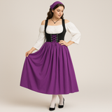 Mittelalterliches Dirndl Damen – Elegantes Trachtenkleid im bayerischen Bauernstil fürs Oktoberfest – Lila