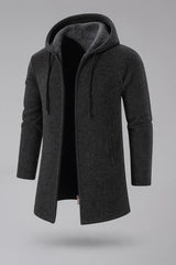 Keldan - Gesteppter Kapuzen-Cardigan – Grau Schwarz