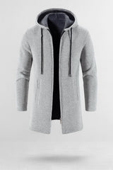 Keldan - Gesteppter Kapuzen-Cardigan – Grau Weiß