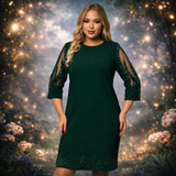 Dorith - Elegantes Spitzenkleid Für Den Winter – Grün