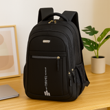 Laptop-Rucksack mit großem Fassungsvermögen – Stilvolle schwarze Reise- und Businesstasche aus Nylon mit verstellbaren Riemen – Schwarz