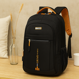 Laptop-Rucksack mit großem Fassungsvermögen – Stilvolle schwarze Reise- und Businesstasche aus Nylon mit verstellbaren Riemen – Orange