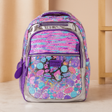 Süßer Rucksack mit Cartoon-Katze und Panda – Kinder-Schultasche für Mädchen mit gepolsterten Trägern – Silberviolett