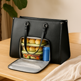Isolierte 2-in-1-Lunch- und Reisetasche – Auslaufsichere Kühltasche mit Staufach – Neues Schwarz
