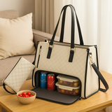 Isolierte 2-in-1-Lunch- und Reisetasche – Auslaufsichere Kühltasche mit Staufach – Beige