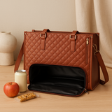 Isolierte 2-in-1-Lunch- und Reisetasche – Auslaufsichere Kühltasche mit Staufach – Braun