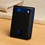 Carbonfaser Bifold Geldbörse – Schlanker RFID-blockierender Kartenhalter – Einfaches Blau