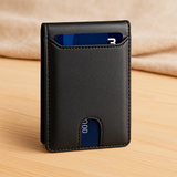 Carbonfaser Bifold Geldbörse – Schlanker RFID-blockierender Kartenhalter – Einfaches Schwarz