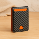 Carbonfaser Bifold Geldbörse – Schlanker RFID-blockierender Kartenhalter – Orange