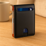 Carbonfaser Bifold Geldbörse – Schlanker RFID-blockierender Kartenhalter – Einfaches Orange