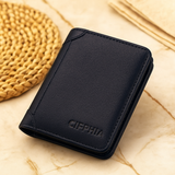 Vintage RFID Ledergeldbörse – Kurzes Bifold mit Ausweis- und Kartenhalter – Dunkelblau