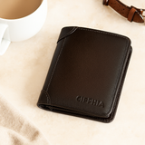 Vintage RFID Ledergeldbörse – Kurzes Bifold mit Ausweis- und Kartenhalter – Kaffee