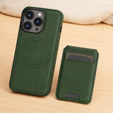 Magnetische iPhone-Brieftaschenhülle aus PU-Leder – Abnehmbares 2-in-1-Design mit Kartenfächern – Grün