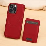 Magnetische iPhone-Brieftaschenhülle aus PU-Leder – Abnehmbares 2-in-1-Design mit Kartenfächern – Rot