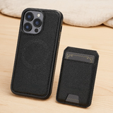 Magnetische iPhone-Brieftaschenhülle aus PU-Leder – Abnehmbares 2-in-1-Design mit Kartenfächern – Schwarz