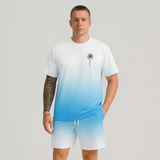 Herren Sommer Casual Set – Kurzarm Rundhalsausschnitt & Shorts mit 3D HD Digitaldruck – Mischfarbe