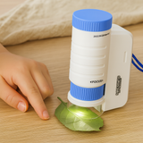 LED-Minimikroskop für Kinder – 60x–200x Hand-Wissenschafts-Explorer für Outdoor-Spaß – Blau
