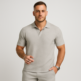 Herren Sommer Casual Set – Kurzarm-Poloshirt & passende Shorts – Grau