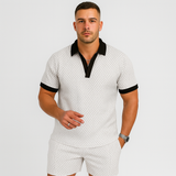 Herren Sommer Casual Set – Kurzarm-Poloshirt & passende Shorts – Schneewittchen
