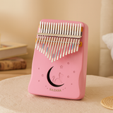 17-Tasten Kalimba Daumenklavier – Holzinstrument für Anfänger mit Notenheft – Rosa