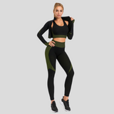 3-teiliges Yoga-Set für Damen – Armeegrün