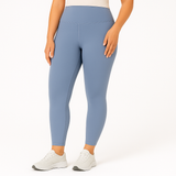 Yoga-Leggings mit hohem Bund für Damen – schweißableitende und dehnbare Sportbekleidung – Blau Grau