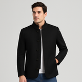 Julian Herren Wolljacke – Stehkragen mit Knopfleiste – Schwarz