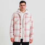 Grayson Herren Karomantel – Lässige Streetwear-Jacke mit Revers – Rosa