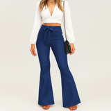 Isa – High Waist Flare Jeans für Damen – Marineblauer Stretch-Denim – Blau