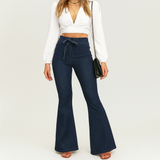 Isa – High Waist Flare Jeans für Damen – Marineblauer Stretch-Denim – Dunkelblau