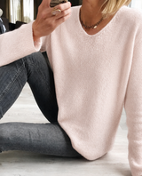Astrid | Damen V-Ausschnitt Pullover Langarm – Rosa