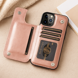 LeatherGard | Luxuriöse Handyhülle aus Leder mit Kartenfächern und Magnetverschluss | Schulte – Roségold