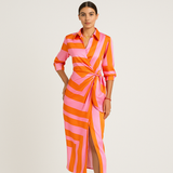 Anna - Sommer Chic Kleid – Orange und Rosa