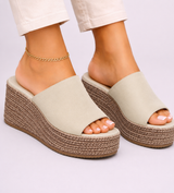 Esperanza | Damen Espadrille Wedge Sandalen – Beige