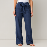 Gwyneth – Elegante Leinenhose Mit Bindegürtel – Marineblau