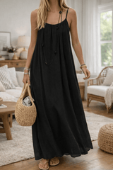 Luna | Backless Maxi-Kleid für Sommerabende – Schwarz