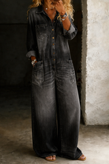 Thalassa - Legerer Denim-Jumpsuit – Schwarz