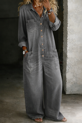 Thalassa - Legerer Denim-Jumpsuit – Grau