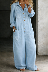 Thalassa - Legerer Denim-Jumpsuit – Hellblau