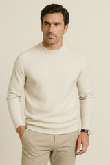 Herren Strickpullover | Legere Form mit ruhiger Linienführung – Creme
