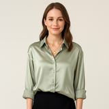 Damenbluse | Klassischer Vintage-Schnitt mit Silhouette – Grün