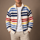 Wirasak – Strickjacke mit Bunten Streifen Und Reißverschluss – Beige