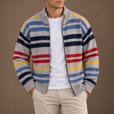 Wirasak – Strickjacke mit Bunten Streifen Und Reißverschluss – Grau