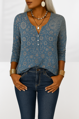 Marli - Elegante Boho-Bluse – Blau